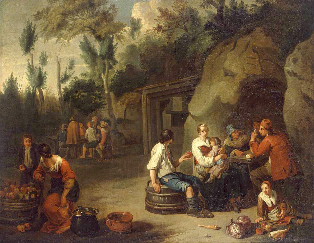 peasant family sitting at a table
